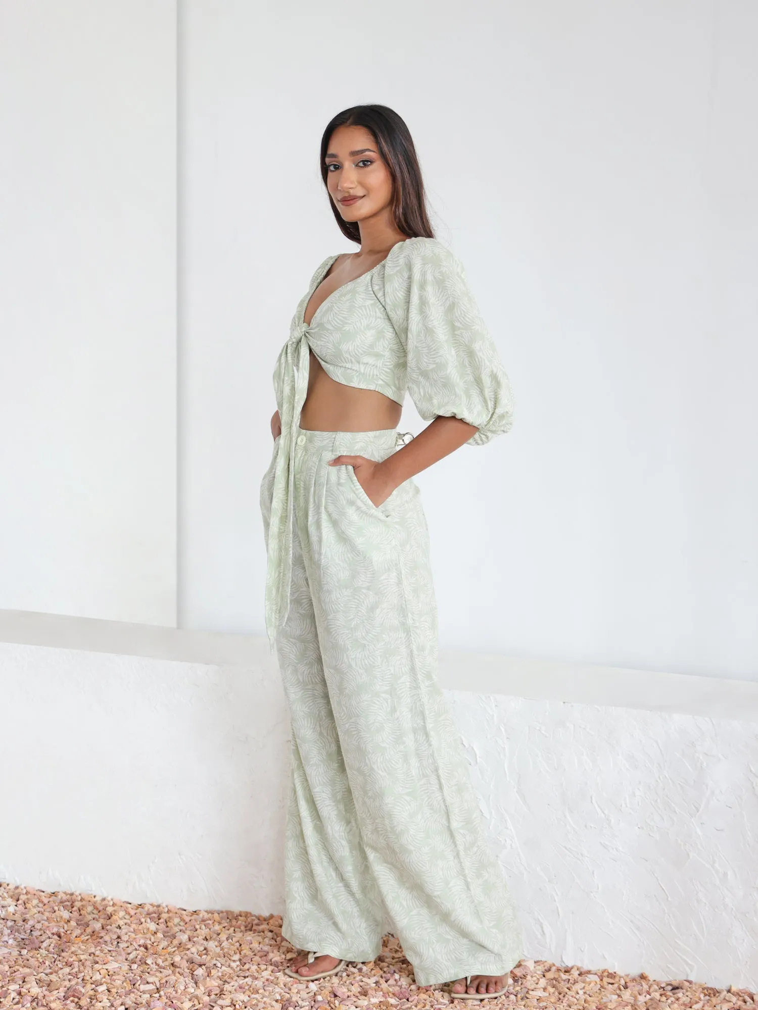 Front Tieup Balloon Sleeve Top