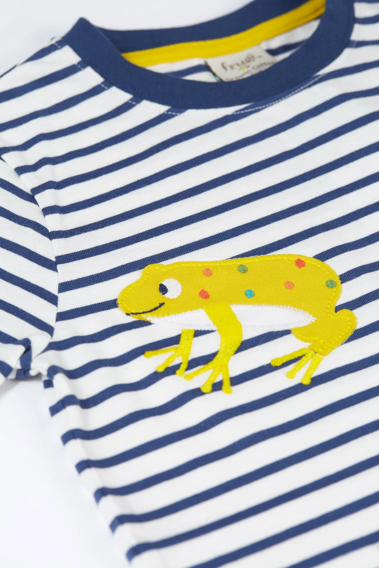 Frugi Elijah Frog T-Shirt Pg3na Navy Stripe