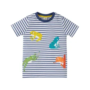 Frugi Elijah Frog T-Shirt Pg3na Navy Stripe
