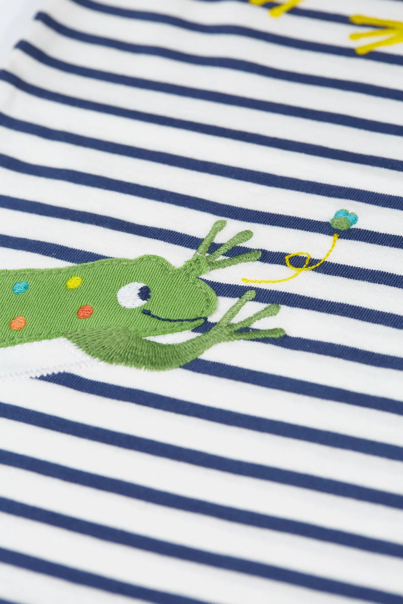 Frugi Elijah Frog T-Shirt Pg3na Navy Stripe
