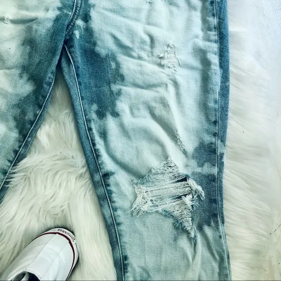 Gap Denim Custom Rebel Bleached and Distressed True Skinny Stretch Jeans, Size 6