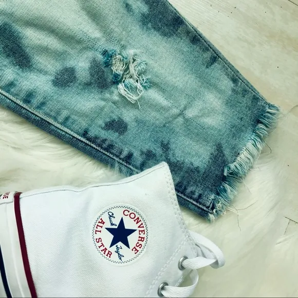 Gap Denim Custom Rebel Bleached and Distressed True Skinny Stretch Jeans, Size 6