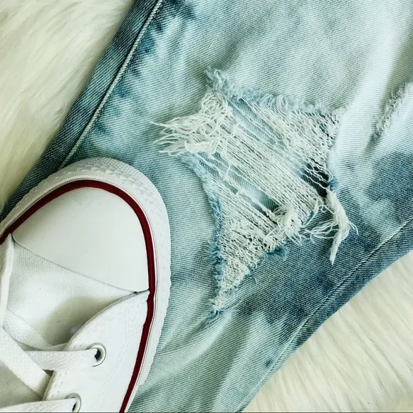Gap Denim Custom Rebel Bleached and Distressed True Skinny Stretch Jeans, Size 6