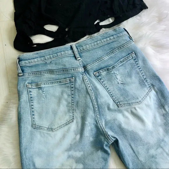Gap Denim Custom Rebel Bleached and Distressed True Skinny Stretch Jeans, Size 6