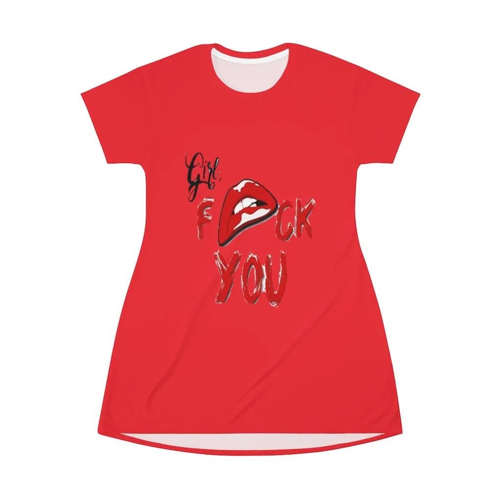 Girl f**k you T-Shirt Dress, custom t-shirt dress, Graphic t-shirt dress, Personalized t-shirt dress