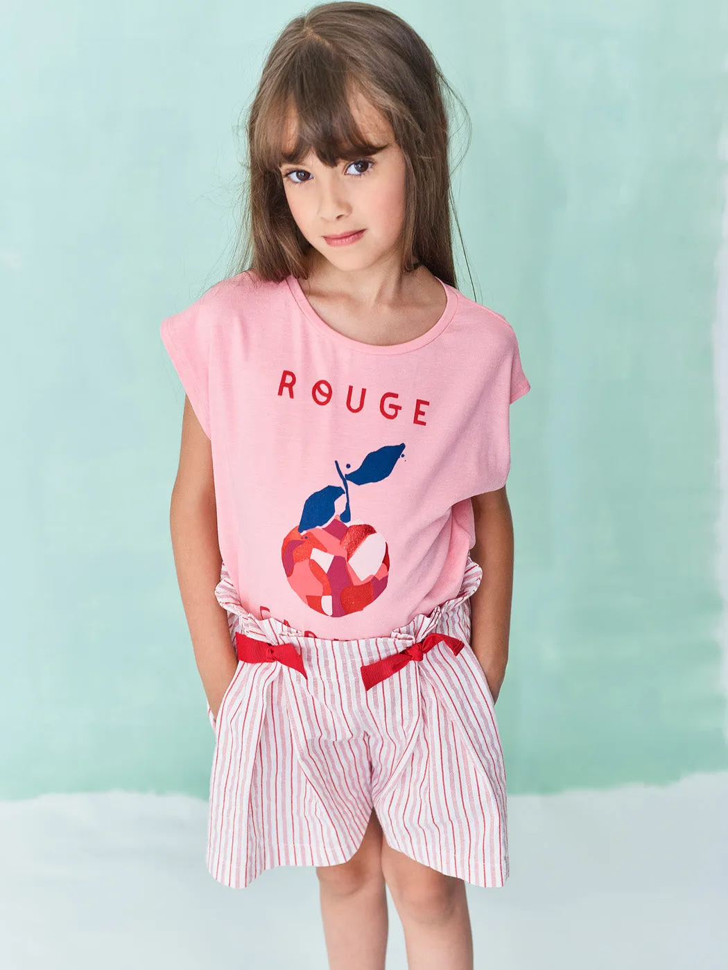 Girls Red Striped Shorts