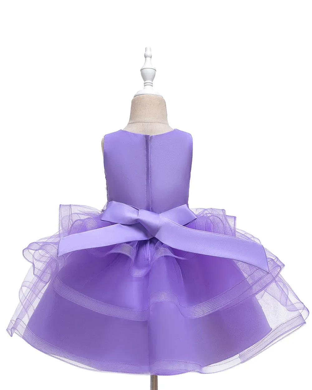 Girls Sleeveless Flower Embroidered Tutu Dress Pageant Flower Girl Dress