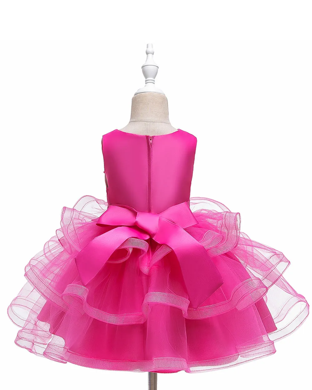 Girls Sleeveless Flower Embroidered Tutu Dress Pageant Flower Girl Dress