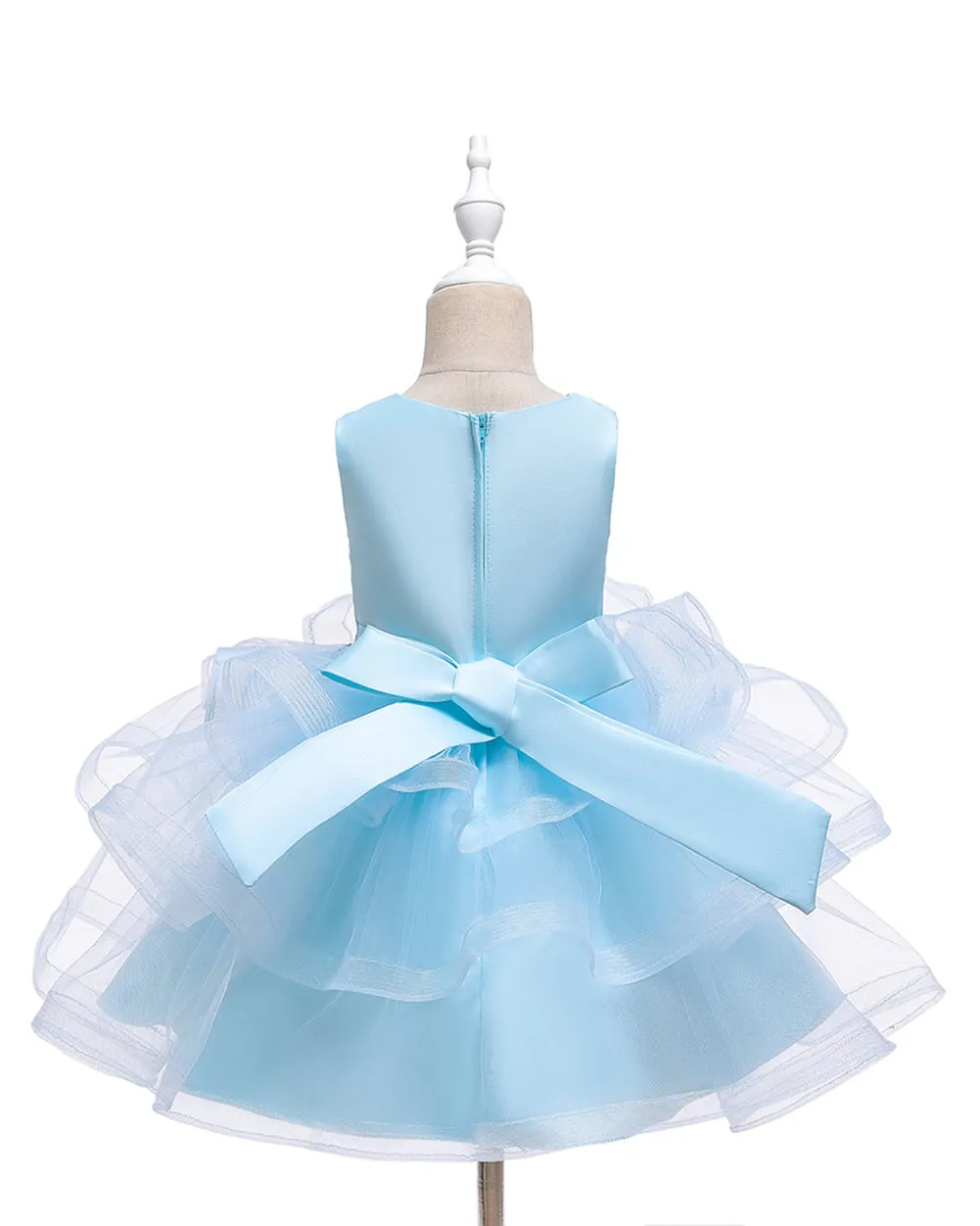 Girls Sleeveless Flower Embroidered Tutu Dress Pageant Flower Girl Dress