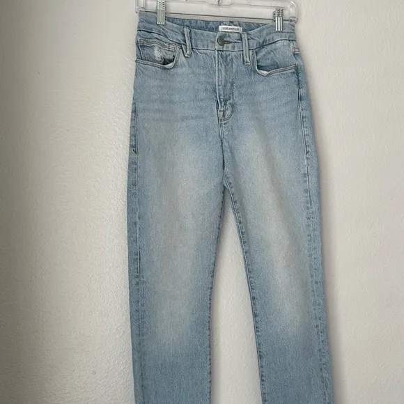 Good American Good Legs Straight Leg High Rise size 4 Light Blue Jeans Denim