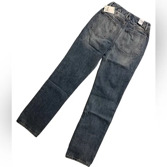 Good American Jeans Good 90s Icon Straight Leg Distresded Indigo‎ 065 26 2 NWT