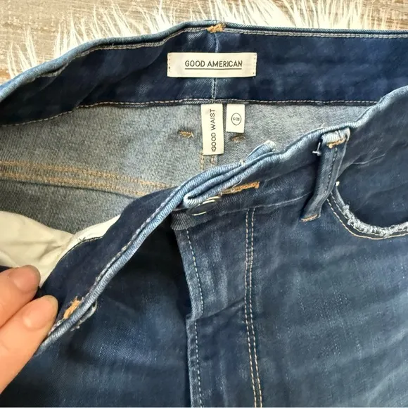 Good American Raw Edge High Rise Stretch Skinny Jeans in Blue434 GWRE367T SZ 6