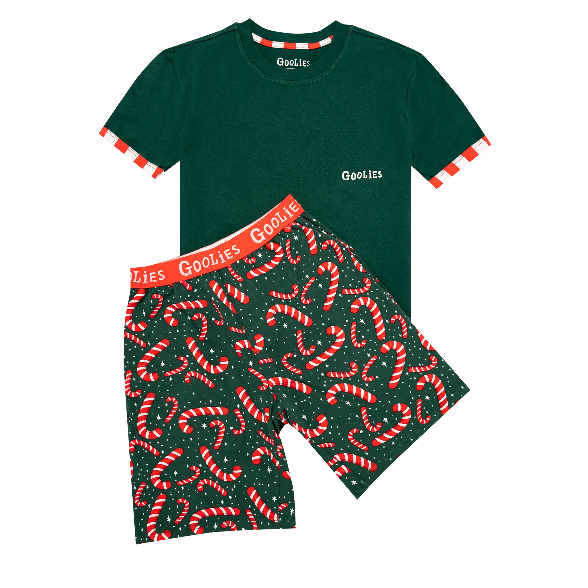 Goolies (Kids) Short Pyjamas - Candy Canes - Shorts & T-Shirt