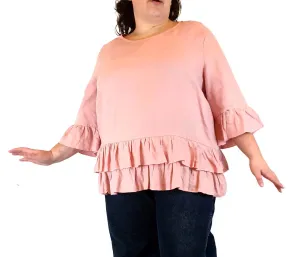 Gordon Smith pink 100% linen 3/4 length sleeve top size20