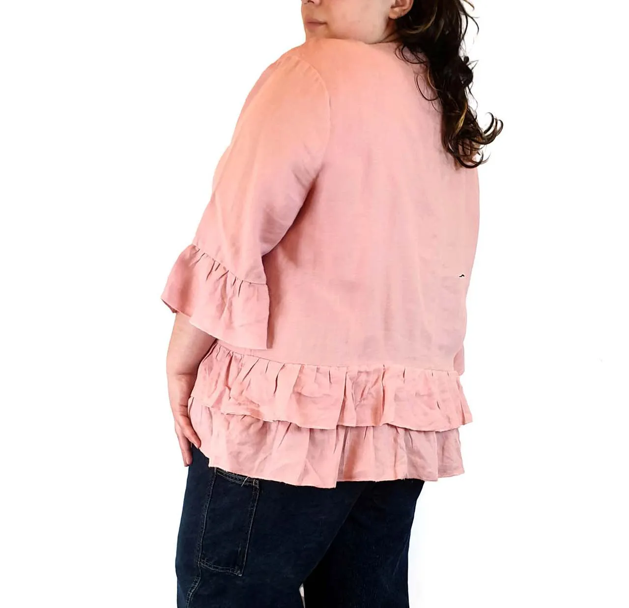 Gordon Smith pink 100% linen 3/4 length sleeve top size20