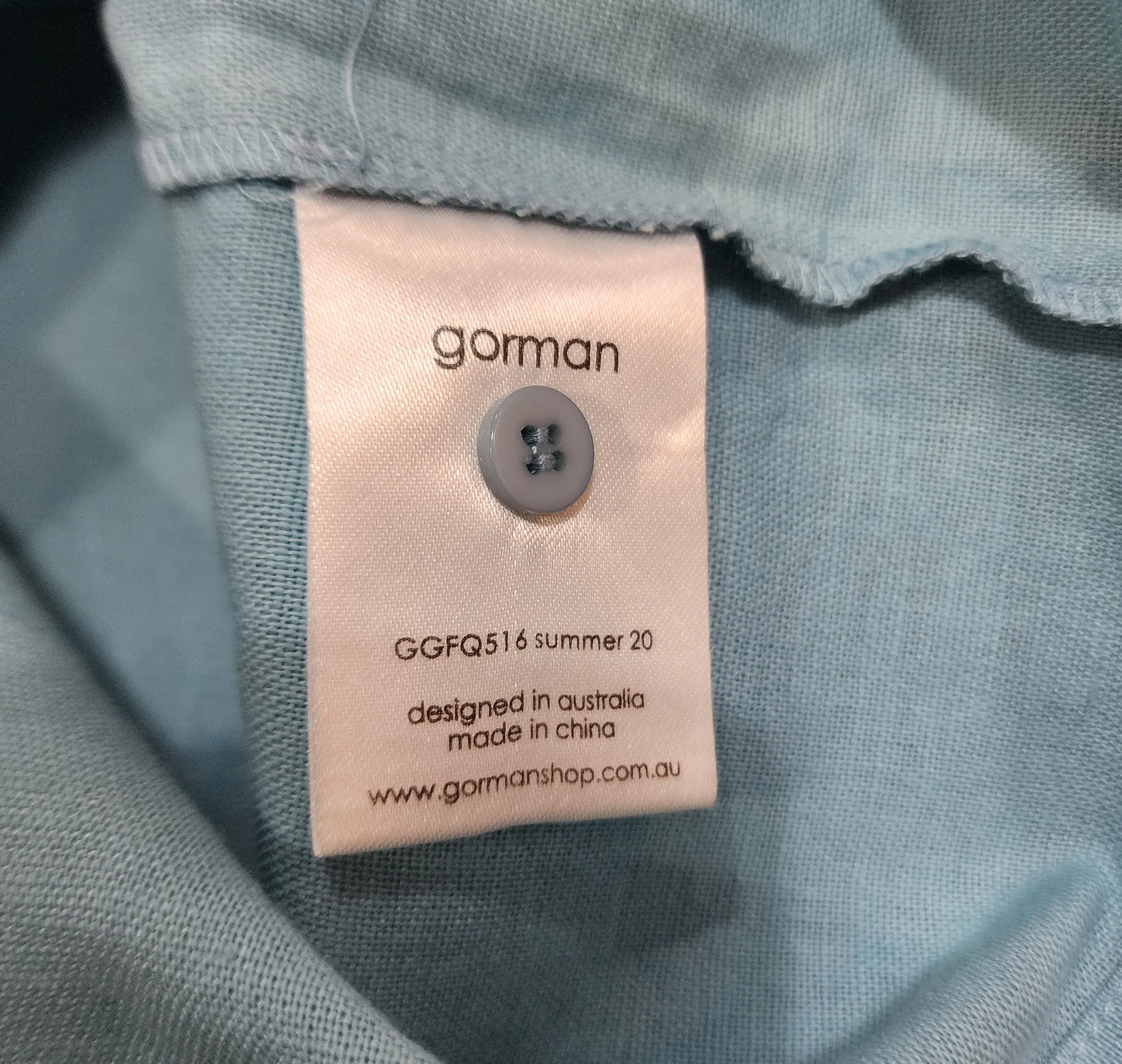 Gorman cropped blue linen cotton top size 8