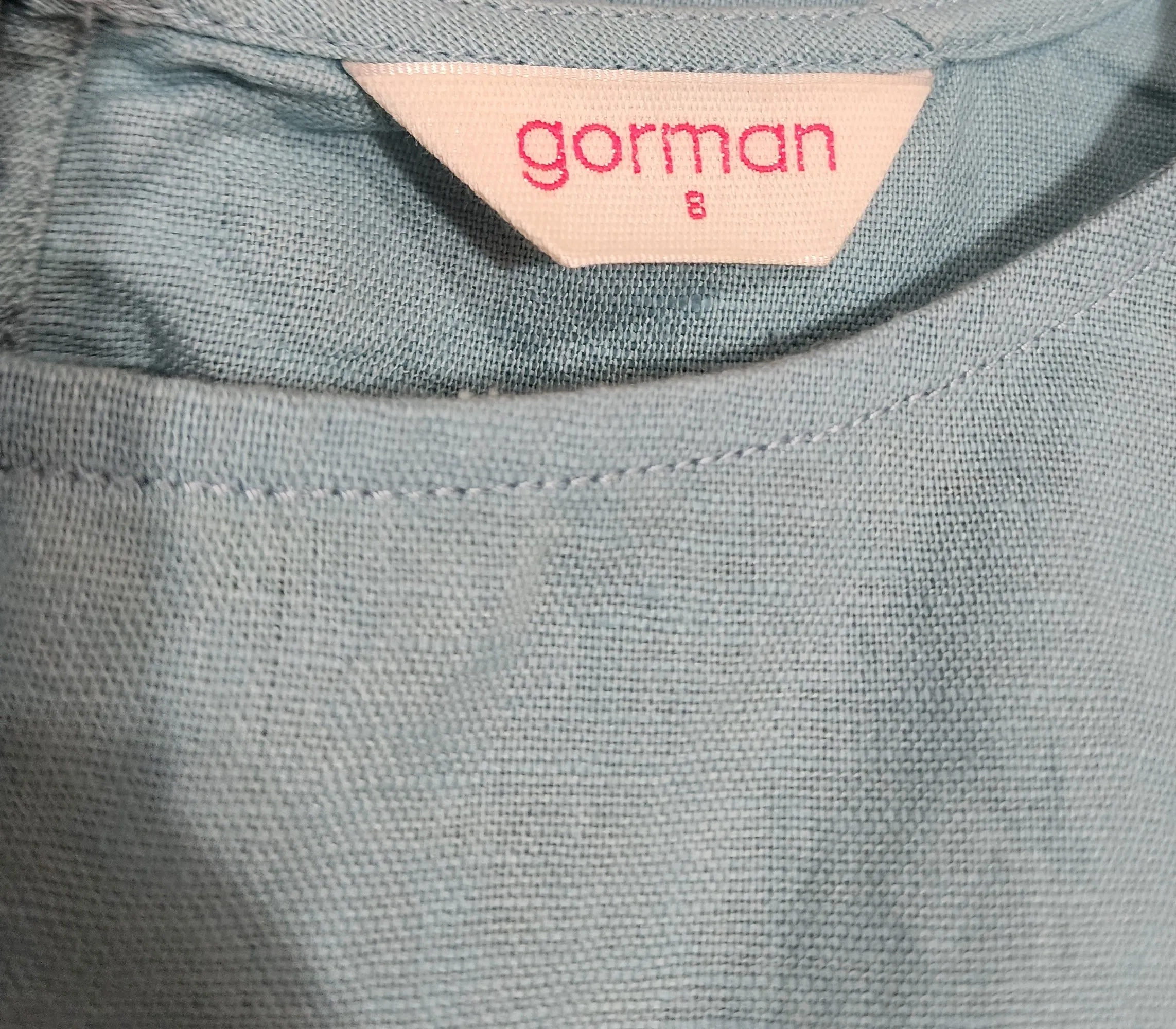 Gorman cropped blue linen cotton top size 8
