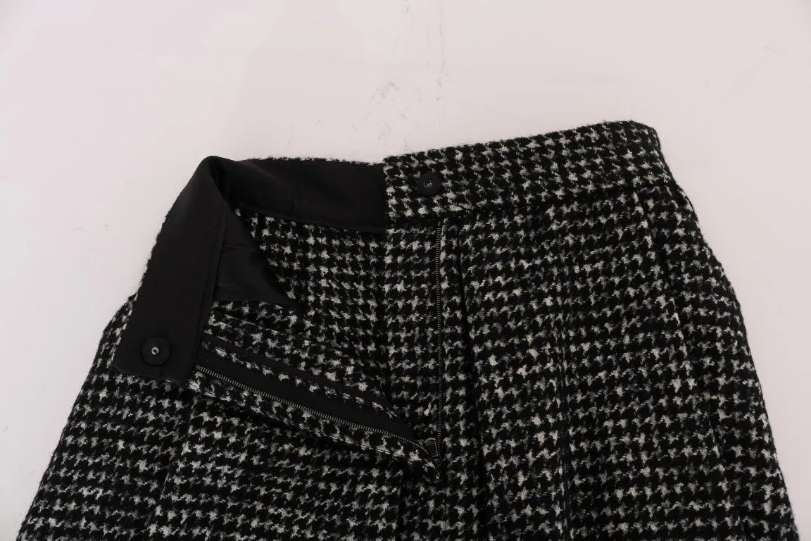 Gray Wool High Waist Mini Shorts