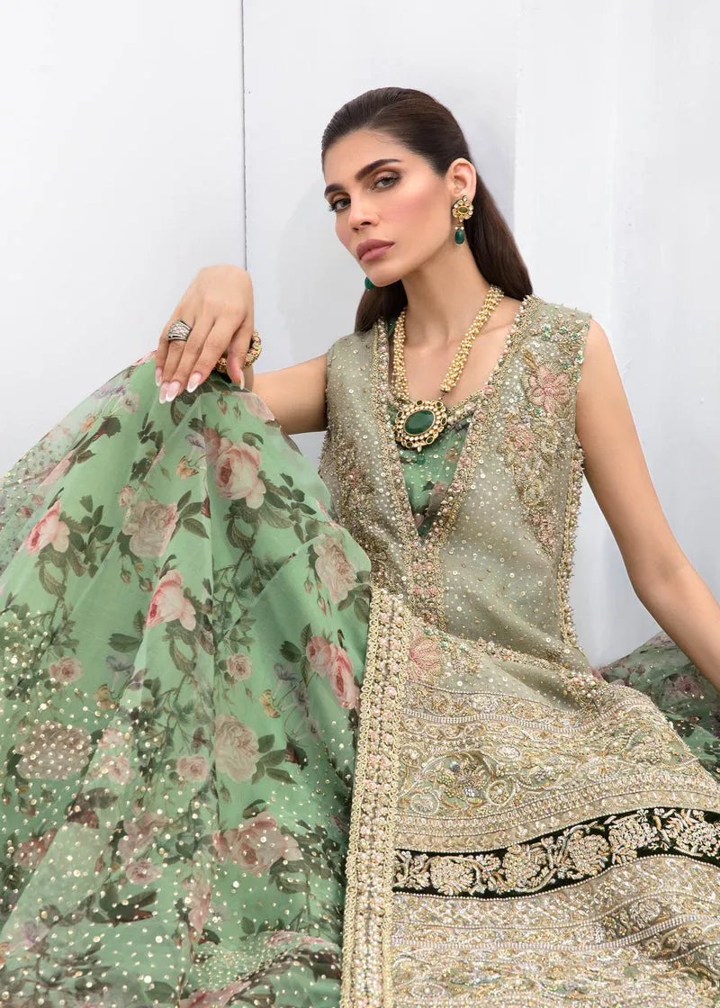 Green Long Kameez Skirt for Pakistani Wedding Dresses