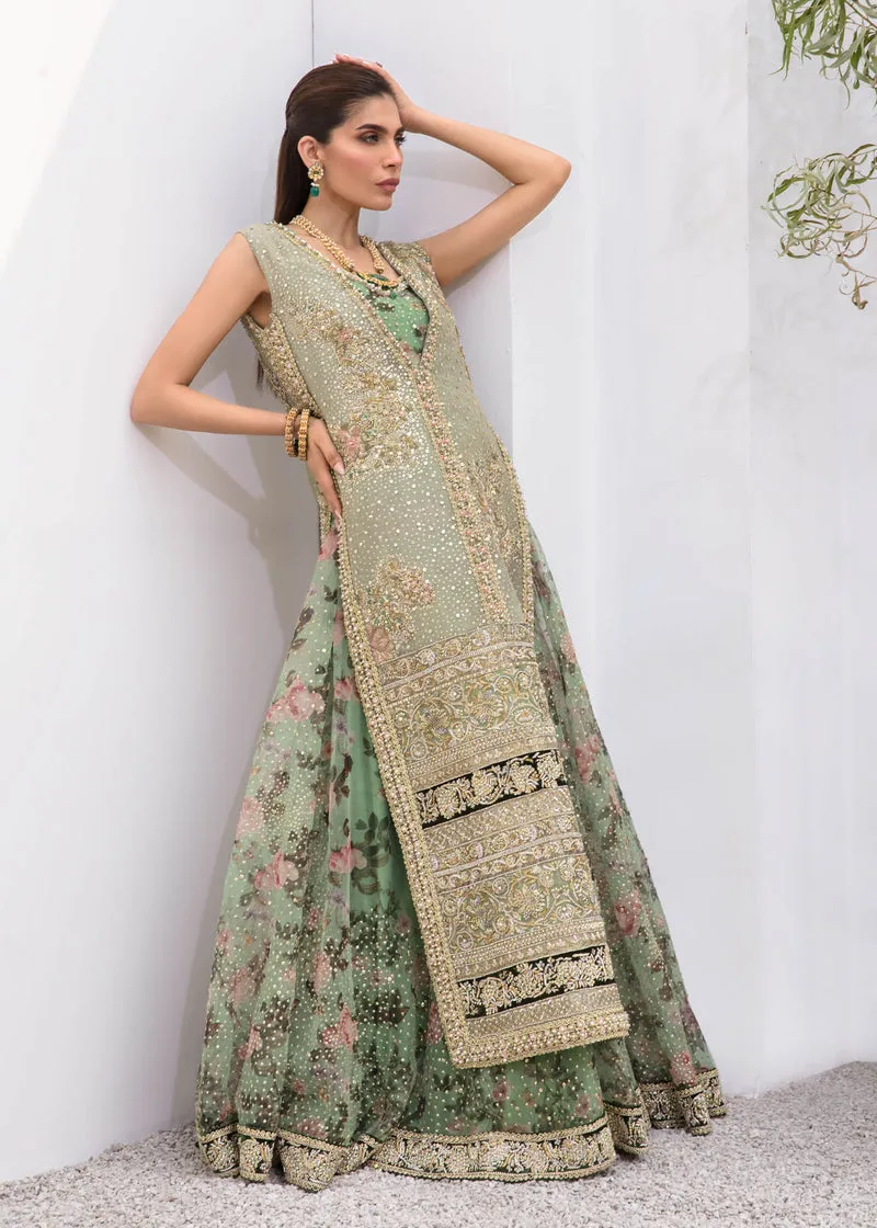 Green Long Kameez Skirt for Pakistani Wedding Dresses