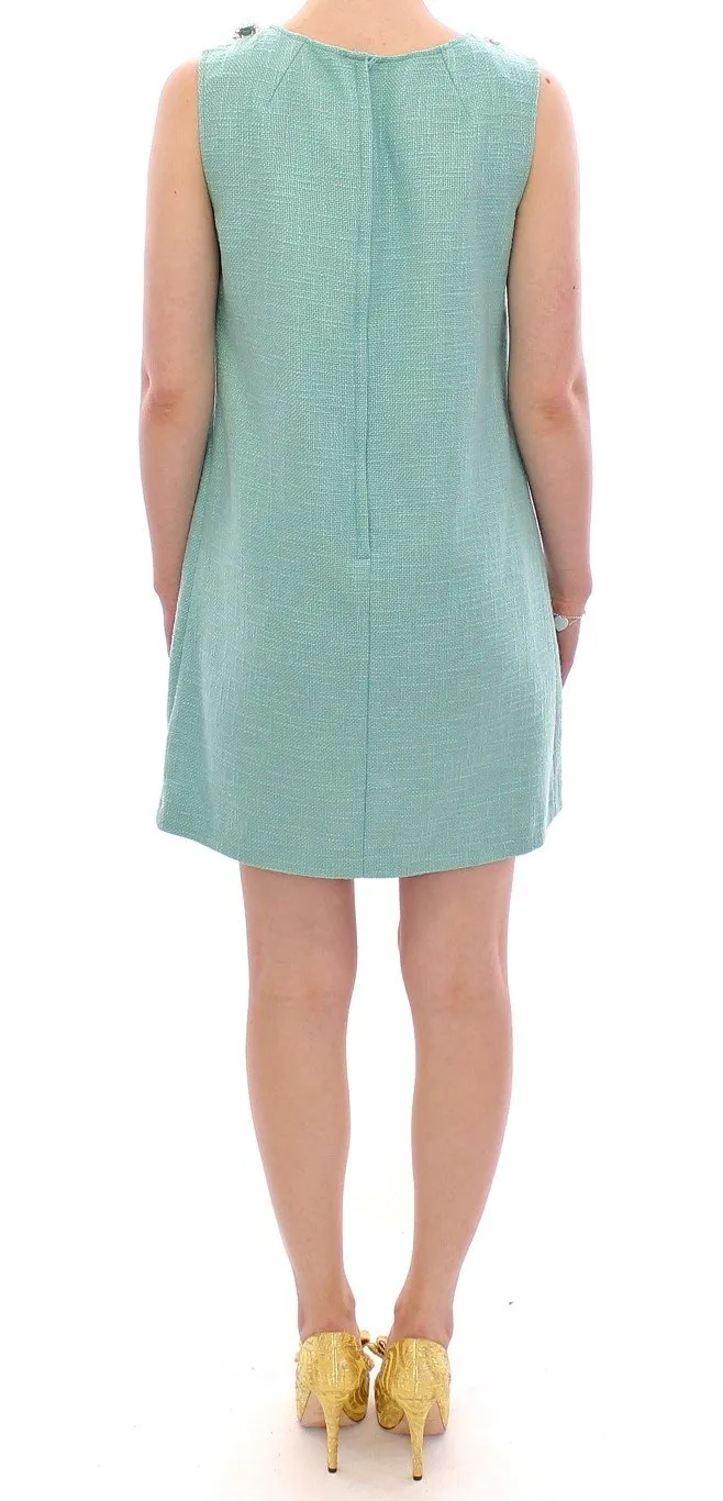 Green shift above knee dress