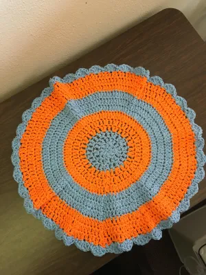 Grey and Orange Doily