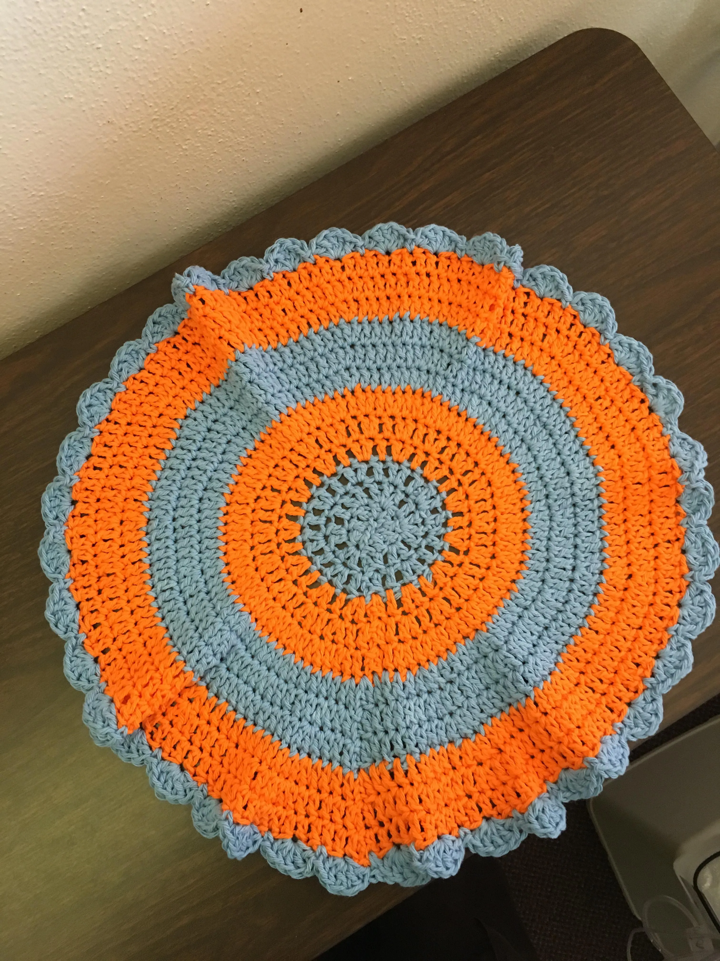 Grey and Orange Doily