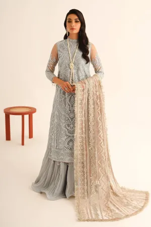 Grey Pakistani Kurti and Sharara with Dupatta Party Wear