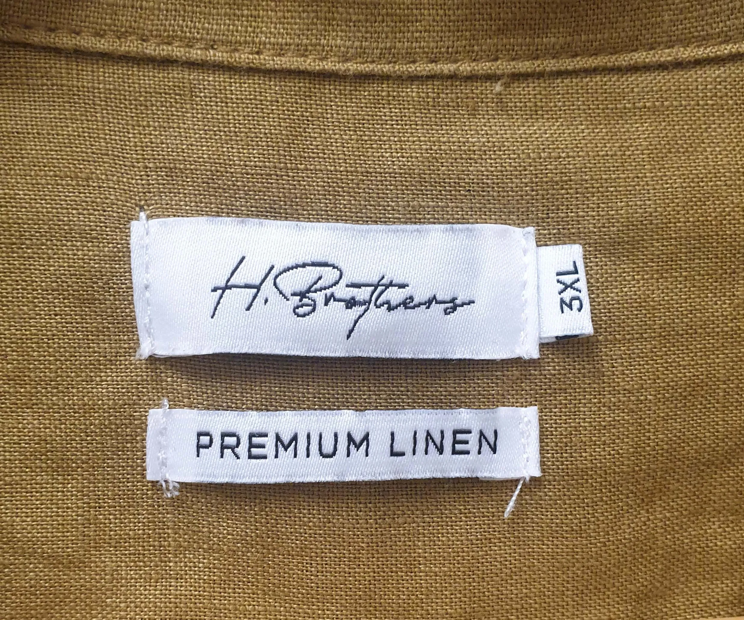 H. Brothers mustard linen shirt size 3XL