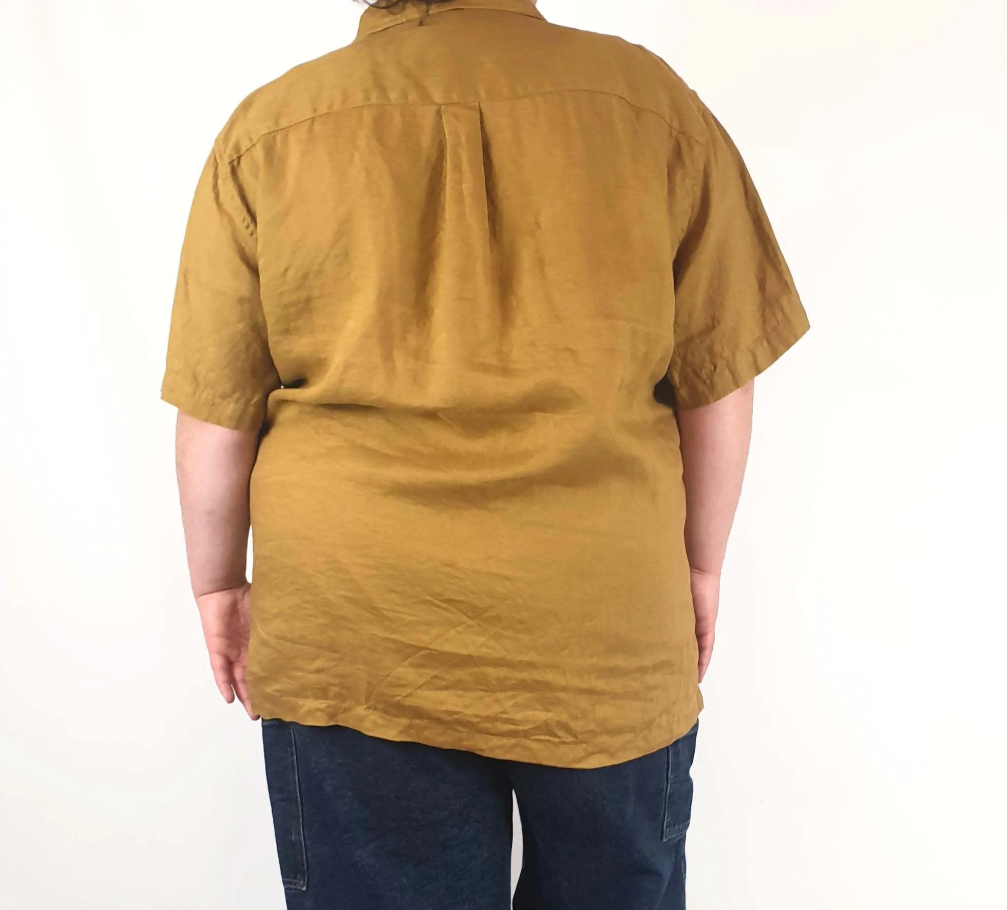 H. Brothers mustard linen shirt size 3XL