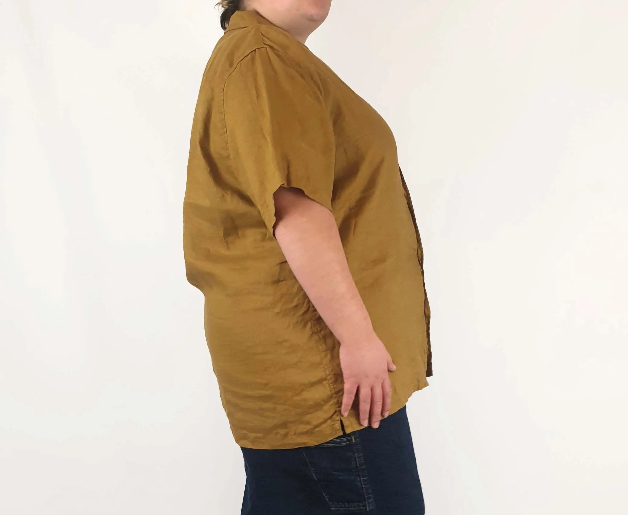 H. Brothers mustard linen shirt size 3XL