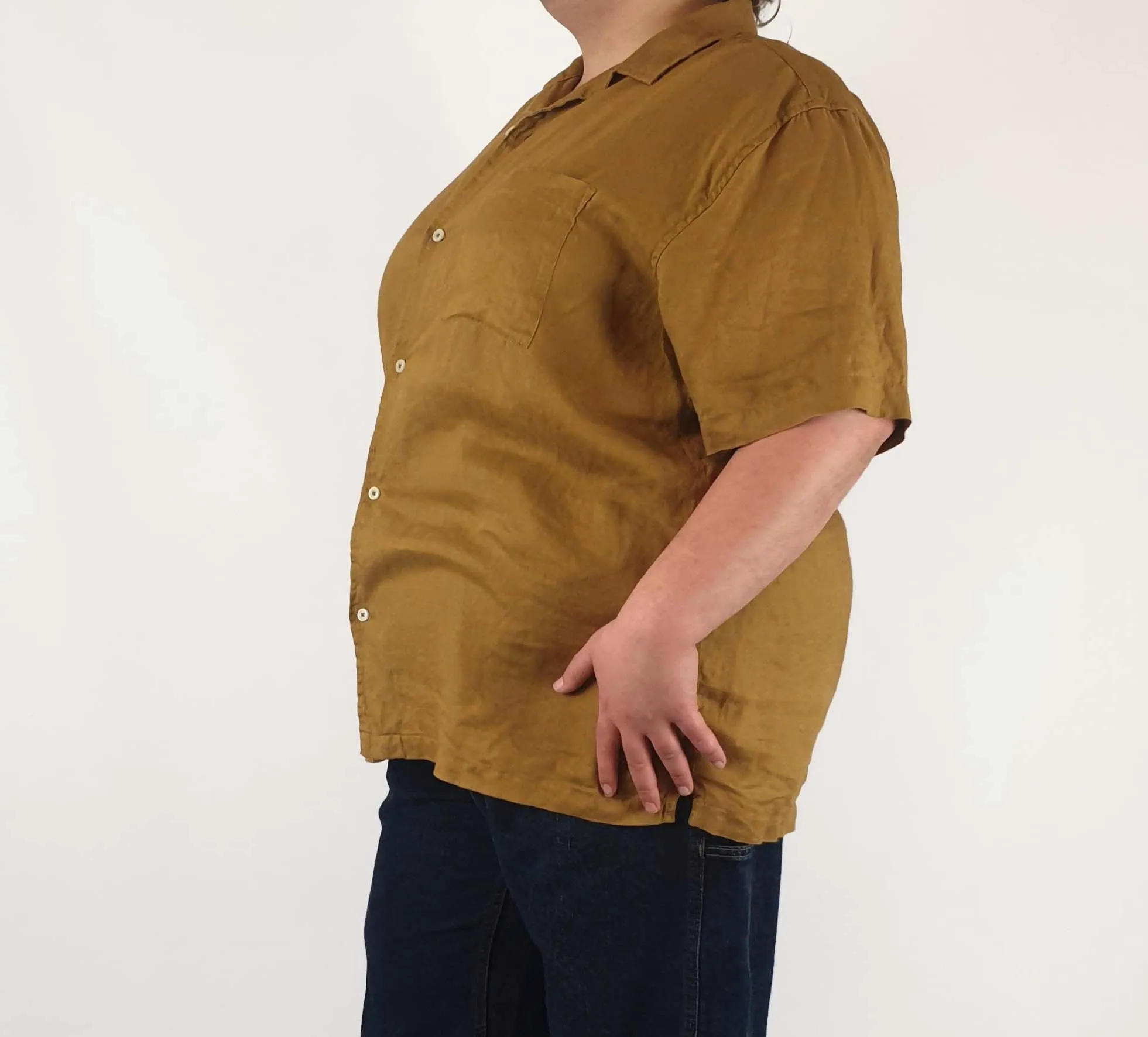 H. Brothers mustard linen shirt size 3XL