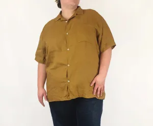 H. Brothers mustard linen shirt size 3XL