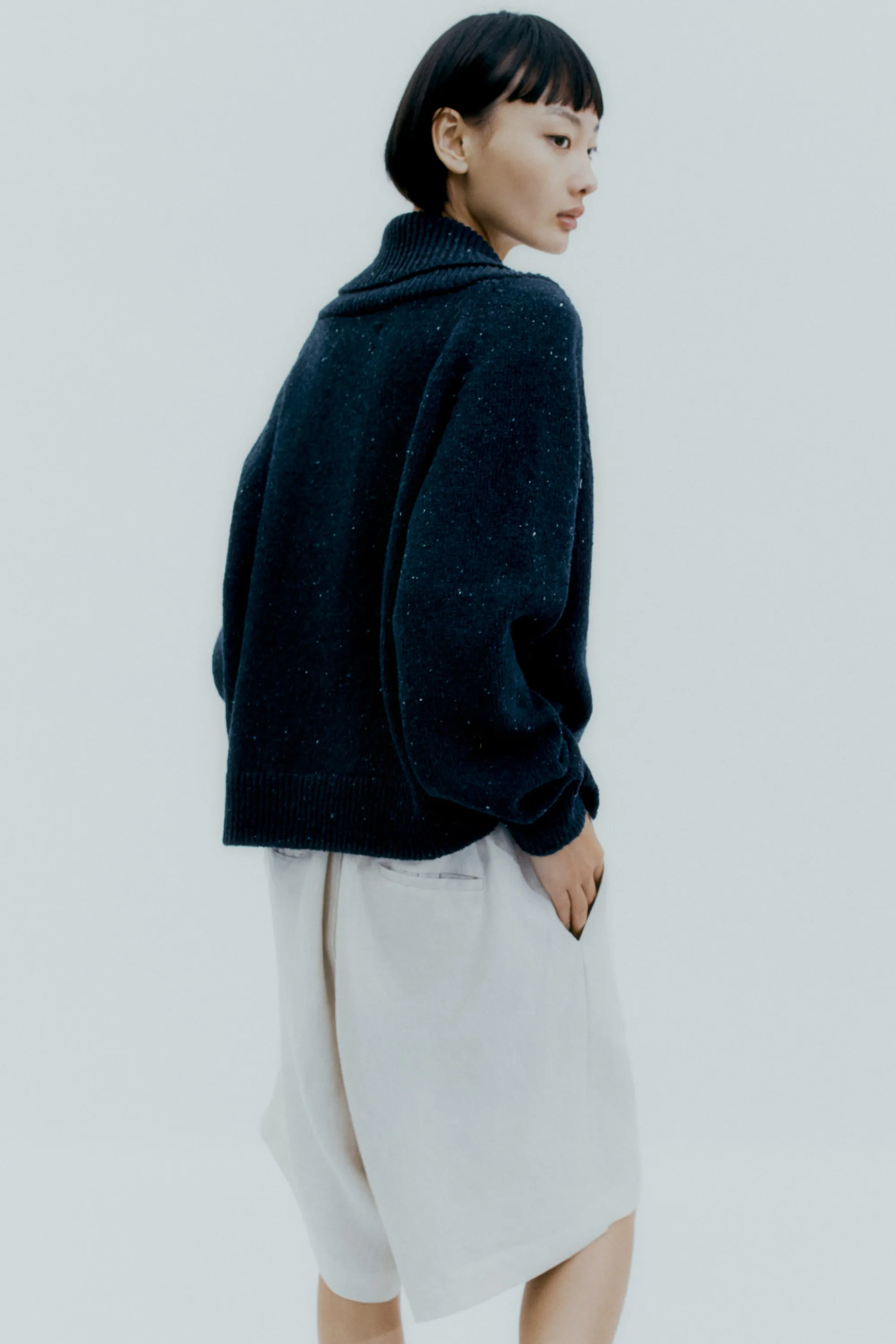 Heather Cotton Sweater, Black
