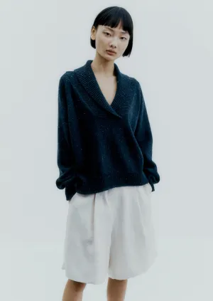 Heather Cotton Sweater, Black