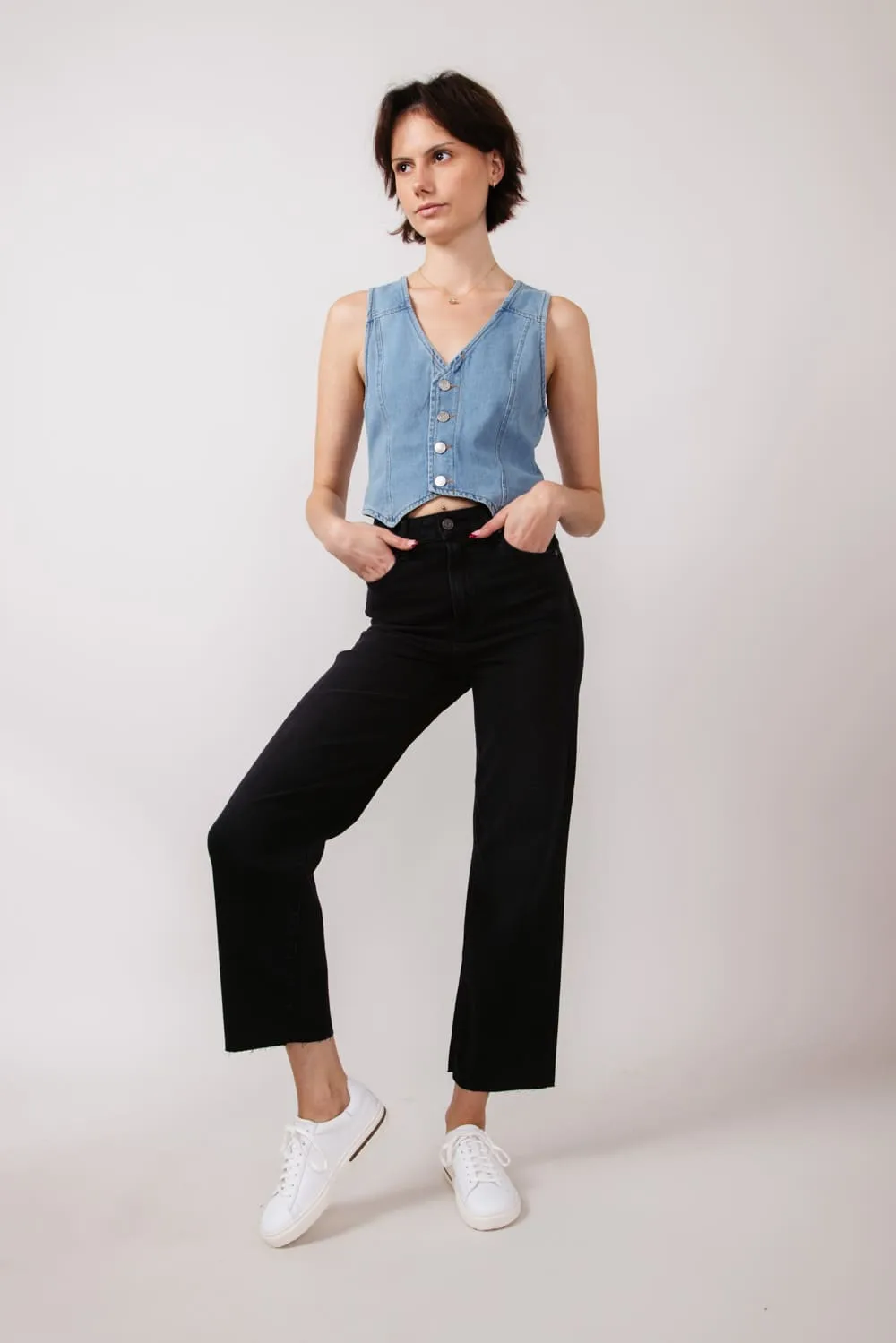 Hidden Tracey Raw Hem Ankle Straight Leg Jeans for Women in Black | HD1158ST-BLK