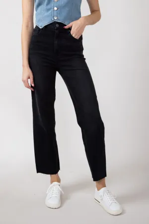 Hidden Tracey Raw Hem Ankle Straight Leg Jeans for Women in Black | HD1158ST-BLK