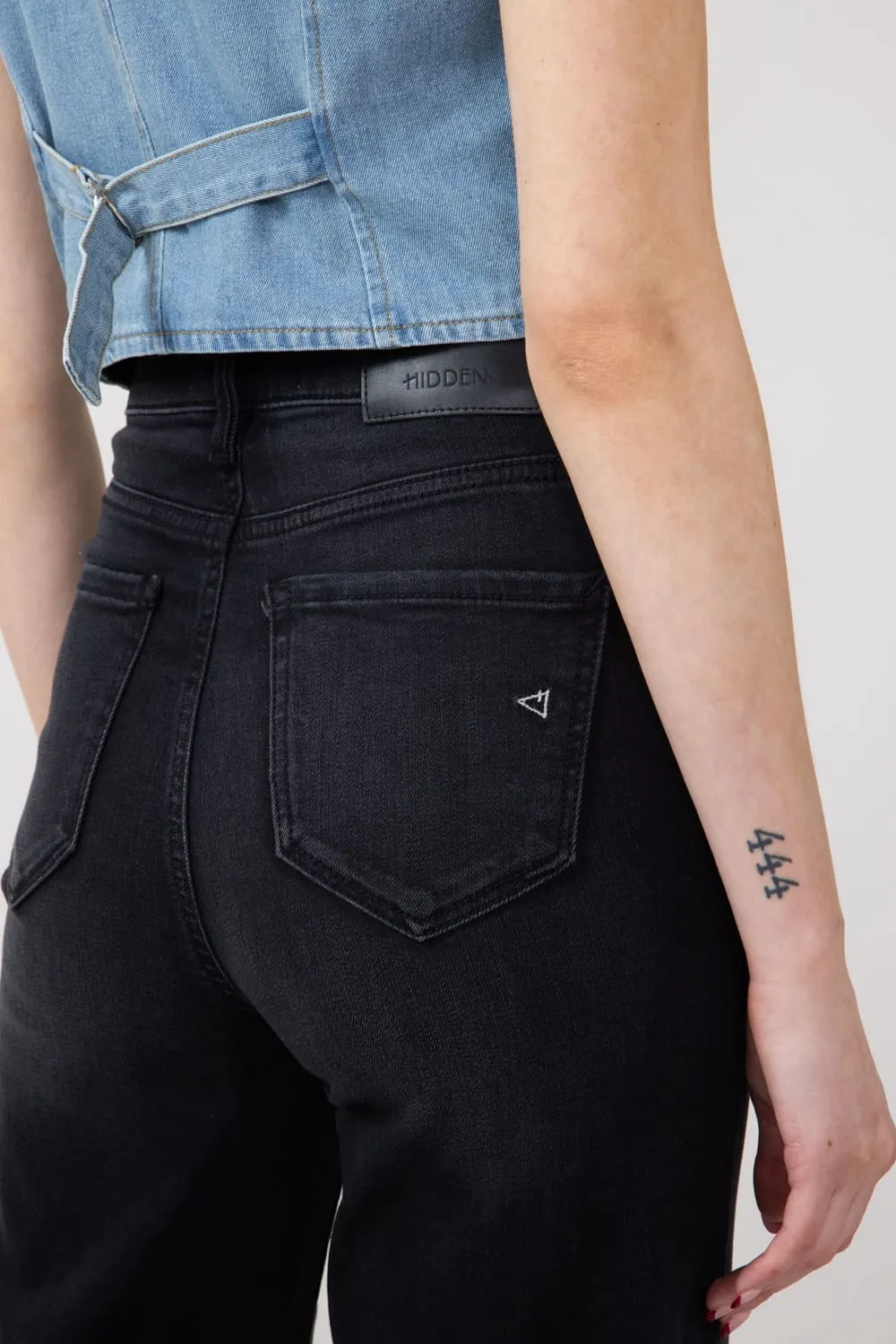 Hidden Tracey Raw Hem Ankle Straight Leg Jeans for Women in Black | HD1158ST-BLK