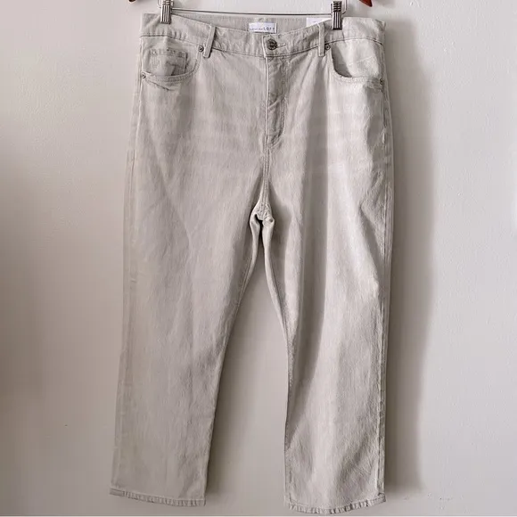 High Rise Straight Crop Jeans in Light Grey Wash – LOFT