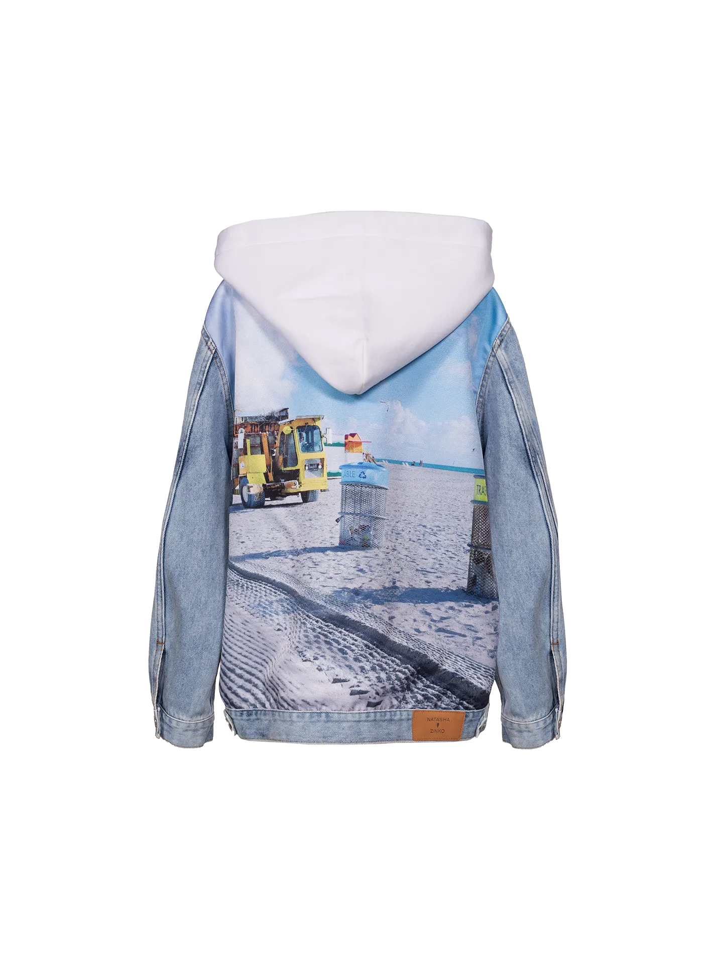 Hooded Trash Print On Back Jacket