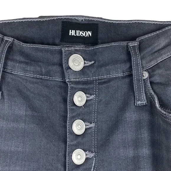 Hudson Ciara Ankle Distressed Gray Jeans Skinny Women’s Size 29 Exposed Buttons