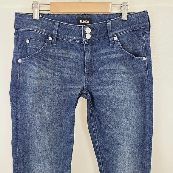 Hudson Collin Flap skinny jeans raw edge cropped Dark Bloom size 27