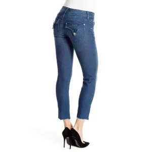 Hudson Collin Flap skinny jeans raw edge cropped Dark Bloom size 27