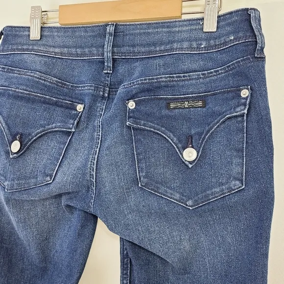 Hudson Collin Flap skinny jeans raw edge cropped Dark Bloom size 27