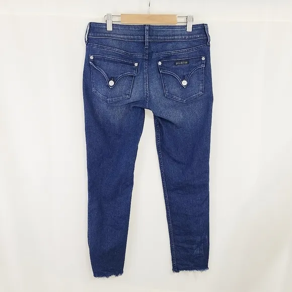 Hudson Collin Flap skinny jeans raw edge cropped Dark Bloom size 27