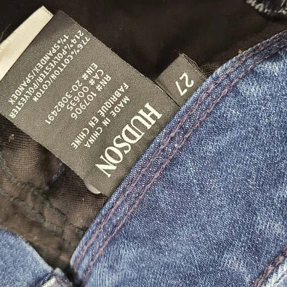 Hudson Collin Flap skinny jeans raw edge cropped Dark Bloom size 27