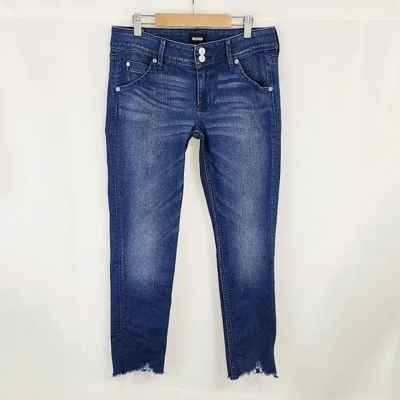 Hudson Collin Flap skinny jeans raw edge cropped Dark Bloom size 27