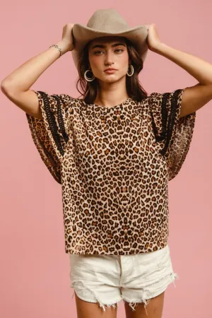 It's a Wild World Leopard Print and Crochet Trim Top