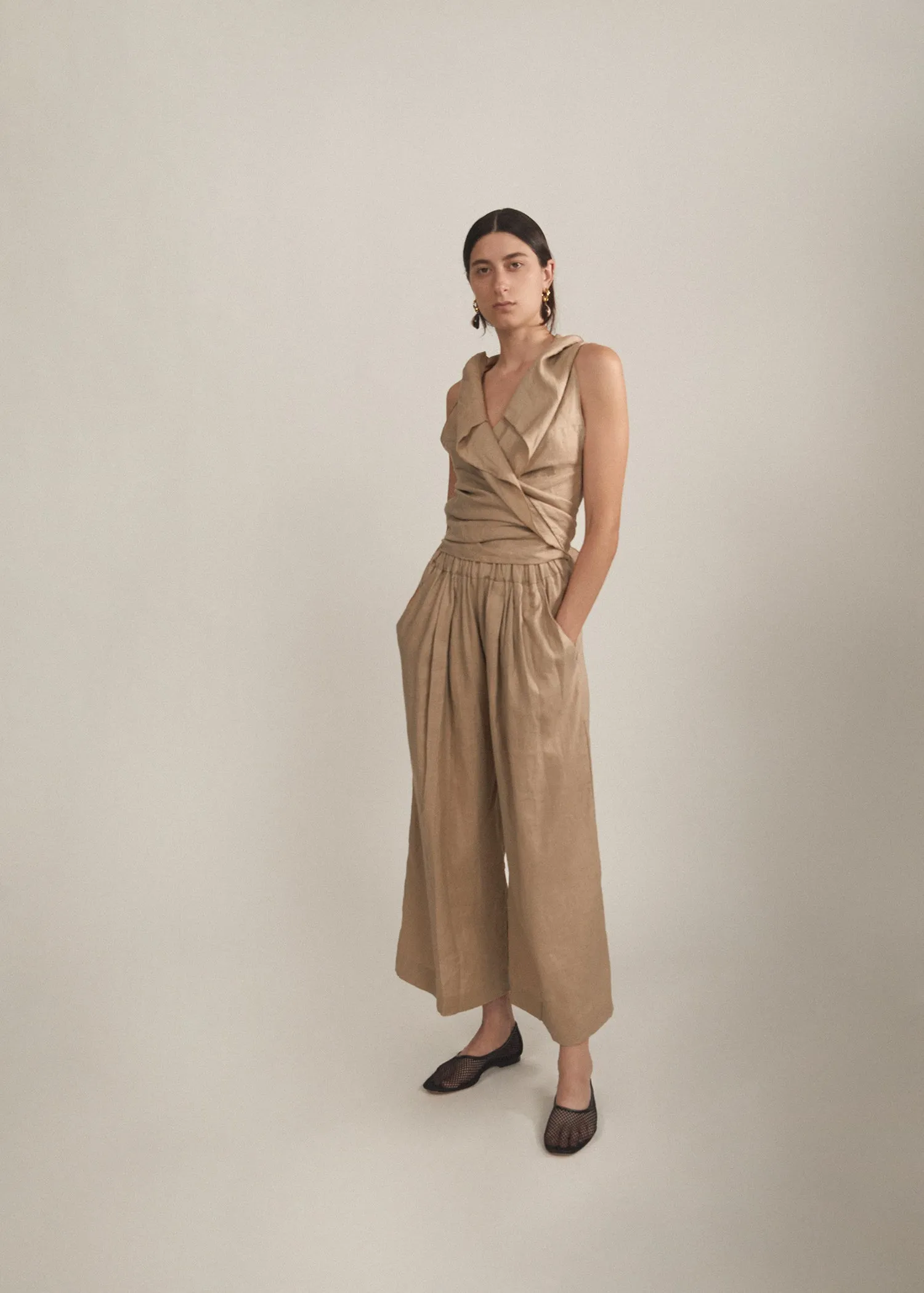 Ivy Wrap Blouse, Pebble