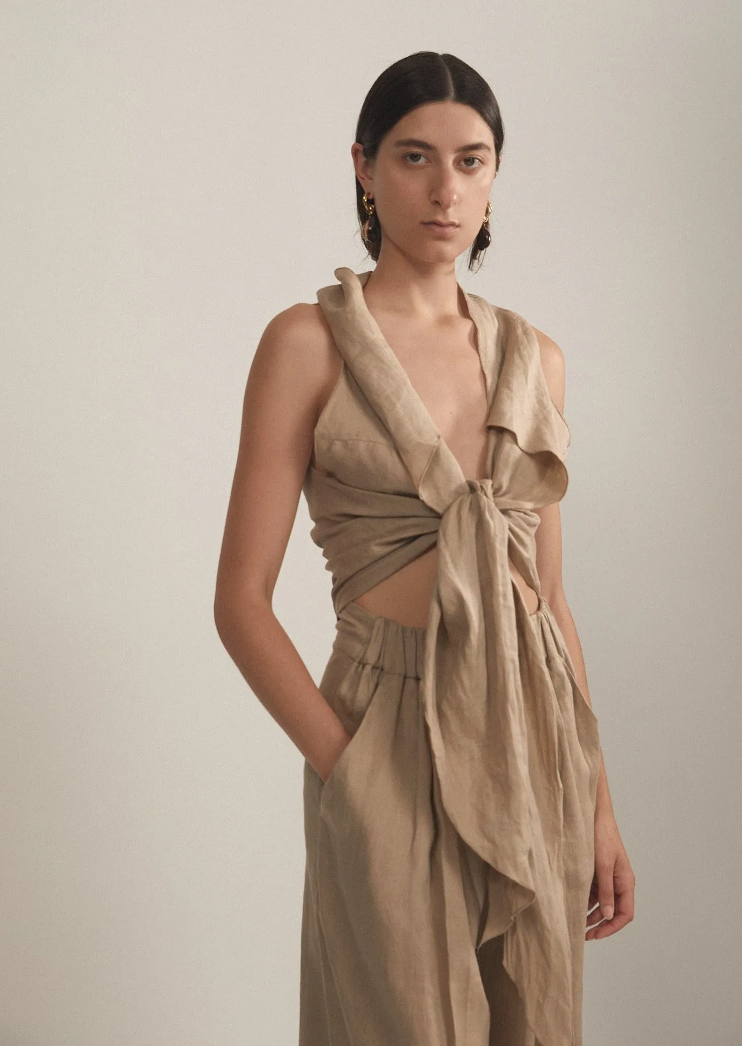 Ivy Wrap Blouse, Pebble